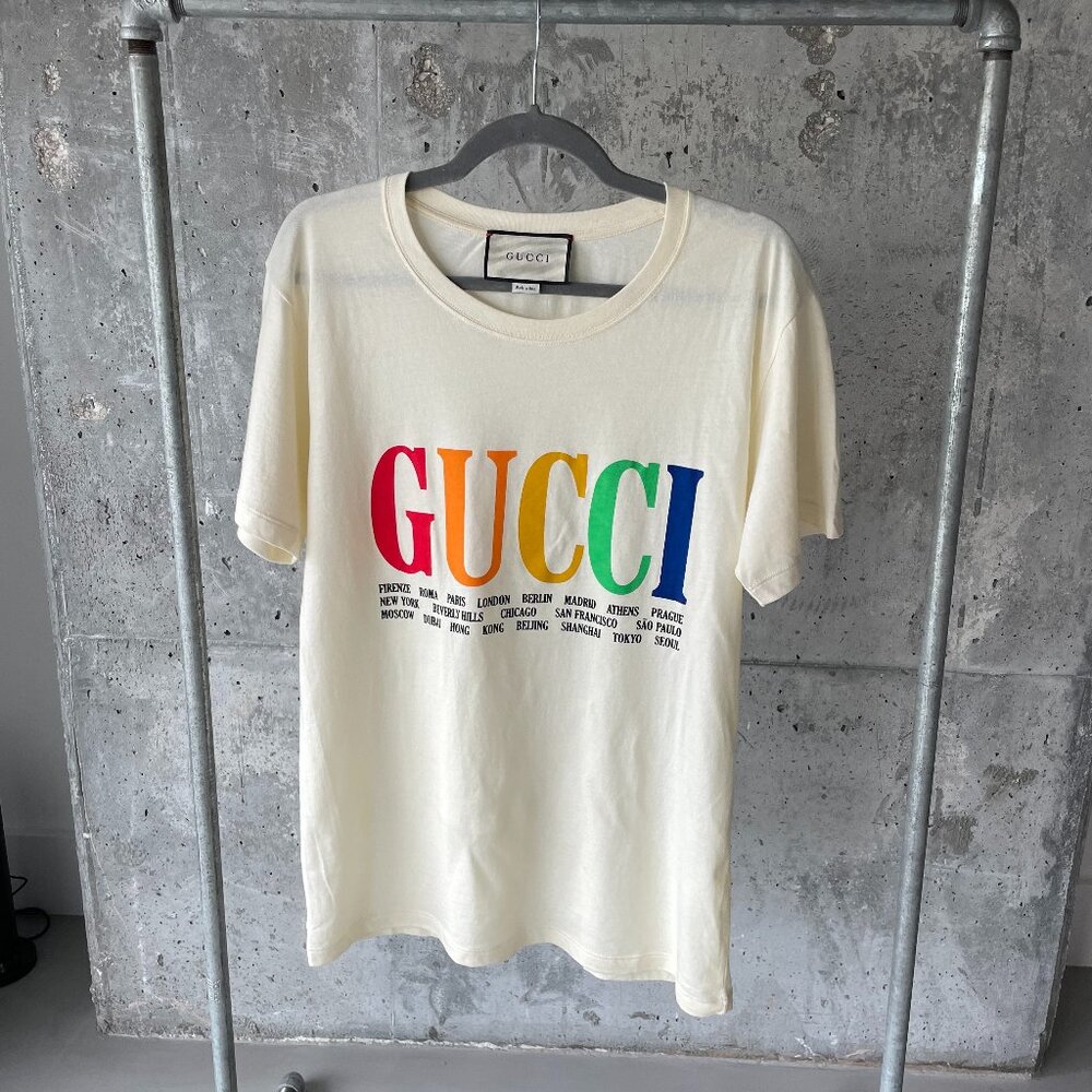 Gucci Cotton T-Shirt with Multicolored Lettering Size S - Worn